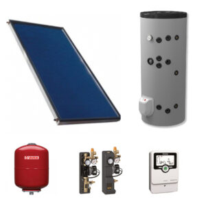 Pachet sistem solar Calpak 2-3 persoane (1 panou plan 2.52mp, boiler 200 l + accesorii)