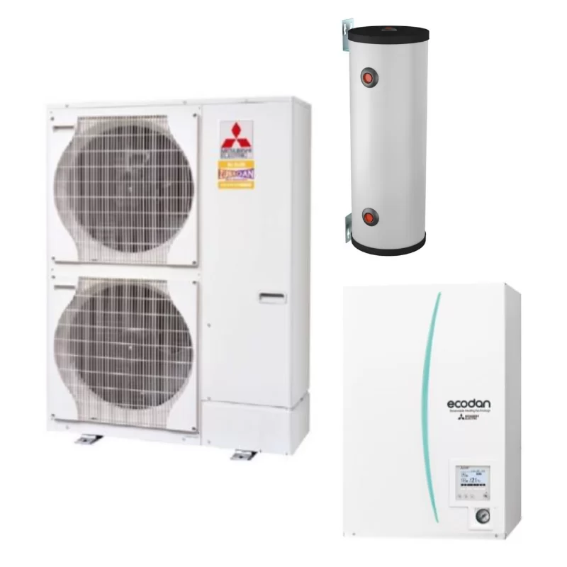 Pompa de caldura Mitsubishi Zubadan 14kW, hydrobox + acumulatort 50L